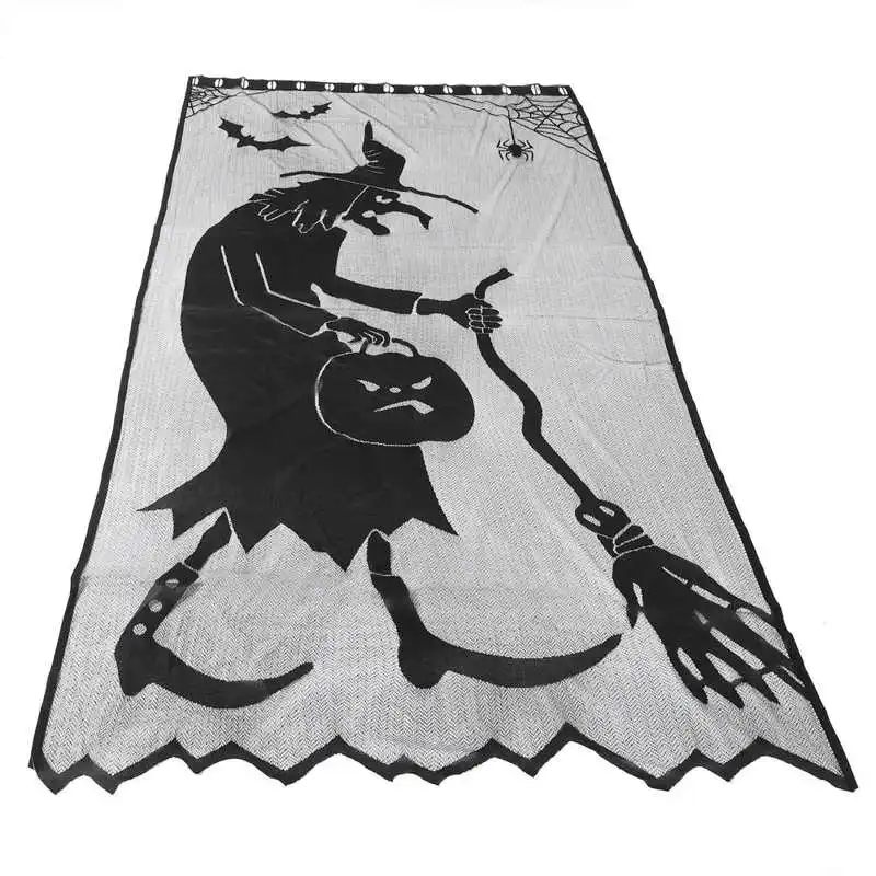 Плотные Шторы занавески черная ведьма Хеллоуина кружевная оконная занавеска
