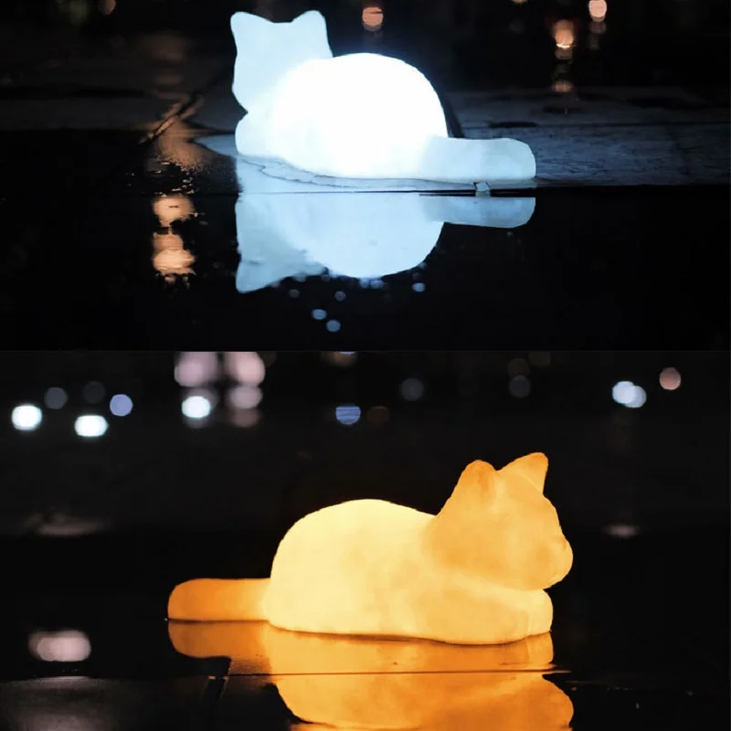 Настольная лампа FCute спальная для котят спальни с теплым и холодным светом аниме