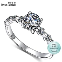 dreamcarnival 1989 new wedding party white cubic zircon jewelry design silver ring for women girl friend anillos mujer sj22546