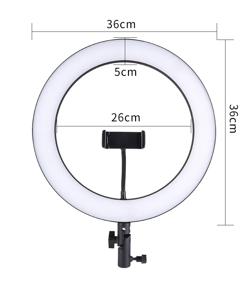 

14inch Ring light with Remote Control 3Colors Lighting 3300K-5500K EU Plug 110v-220V Diammable Bright for Photo Studio Phone