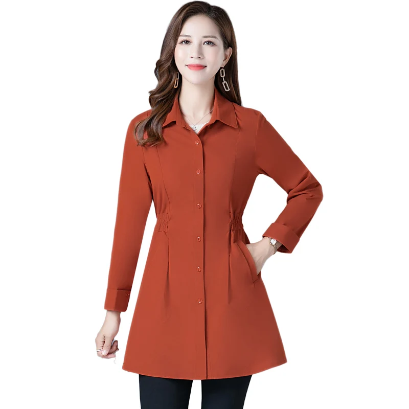

2020 new Spring windbreaker coat fashion slim plus size women's jacket on clothes medium long thin slim cardigan ladies overcoat