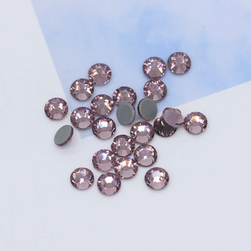 lt amethyst 144p 5A SS12-ss30 41-Цвета гладить на Стразы с прямой основой с украшением в виде кристаллов Стразы с плоской задней частью, горячая фиксация, супер яркие Стразы Стекло камень для одежды ремесло - Цвет: lt amethyst