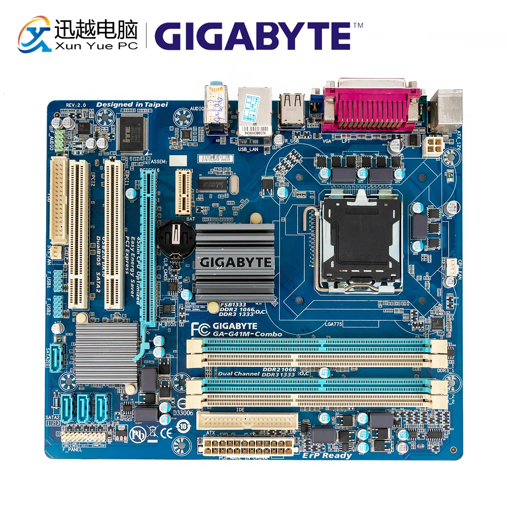 Gigabyte GA G41M Combo настольная материнская плата G41 розетка LGA 775 для Core 2 DDR3 4G SATA2 ATX