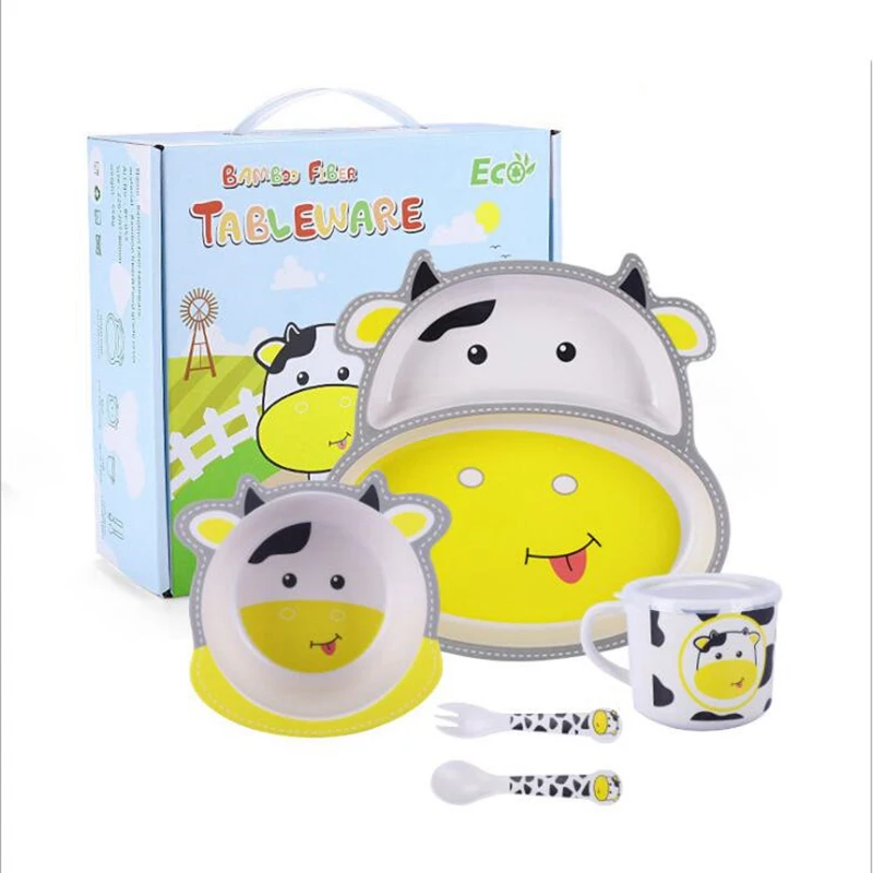 Прикусы 5 шт./компл. столовая посуда для кормления ребенка бамбуковая разделенная