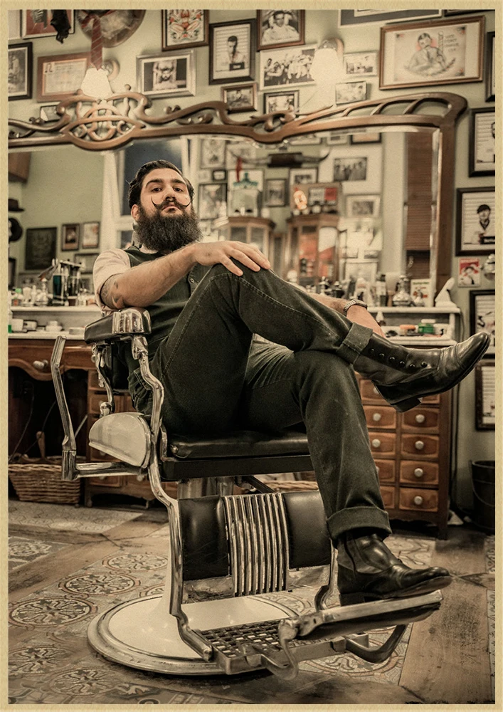 Тату Парикмахерская крафт бумага постер Бар Кафе гостиная столовая настенные