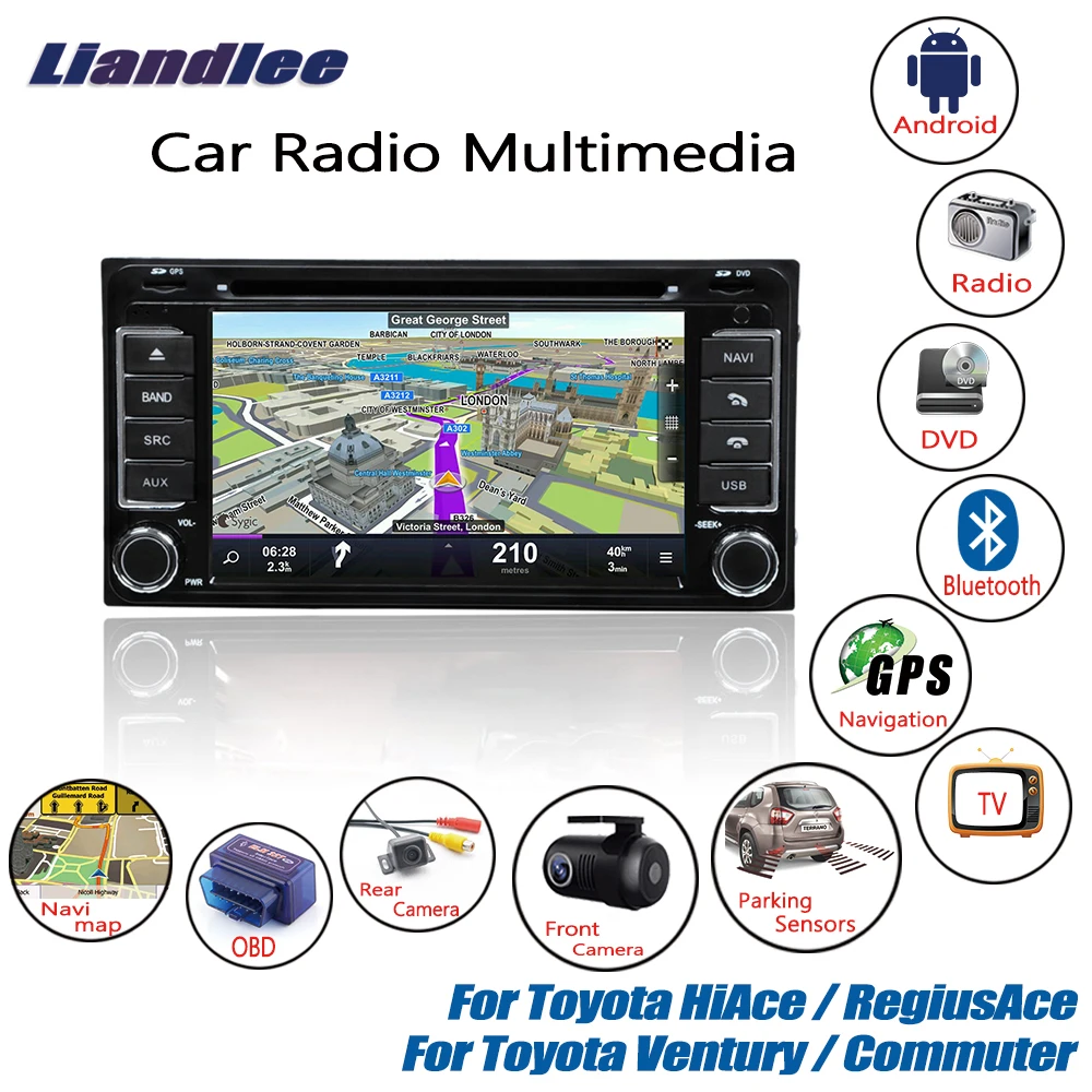 Liandlee Android автомобильный Радио CD DVD плеер GPS Navi карты камера OBD ТВ для Toyota