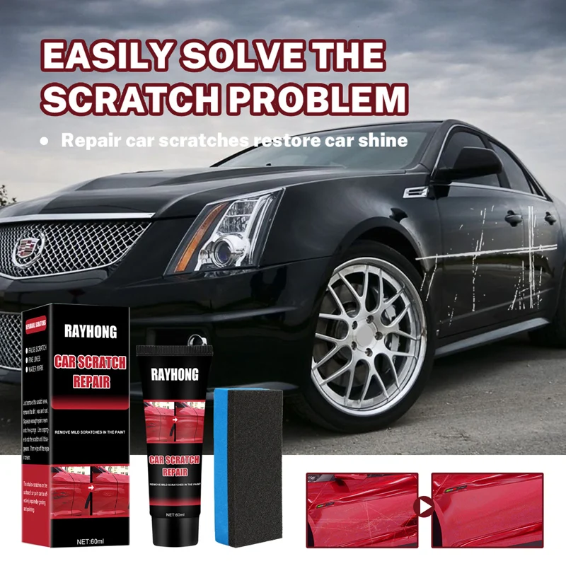 

Car Paint Scratch Repair Cream Kit with Sponge Auto Polishing Maintenance Wax Car Paint Scratch Repair Vehicle Paint Care 60ml