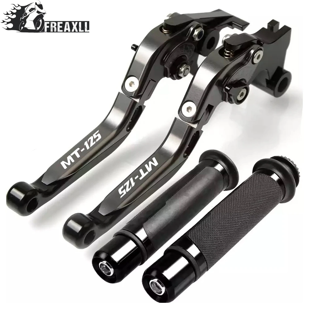 P With LOGO Motorcycle Adjustable Folding Brake Clutch Levers Handlebar Hand Grips For Yamaha For YAMAHA MT125 MT-125 MT 125 - Цвет: P With LOGO