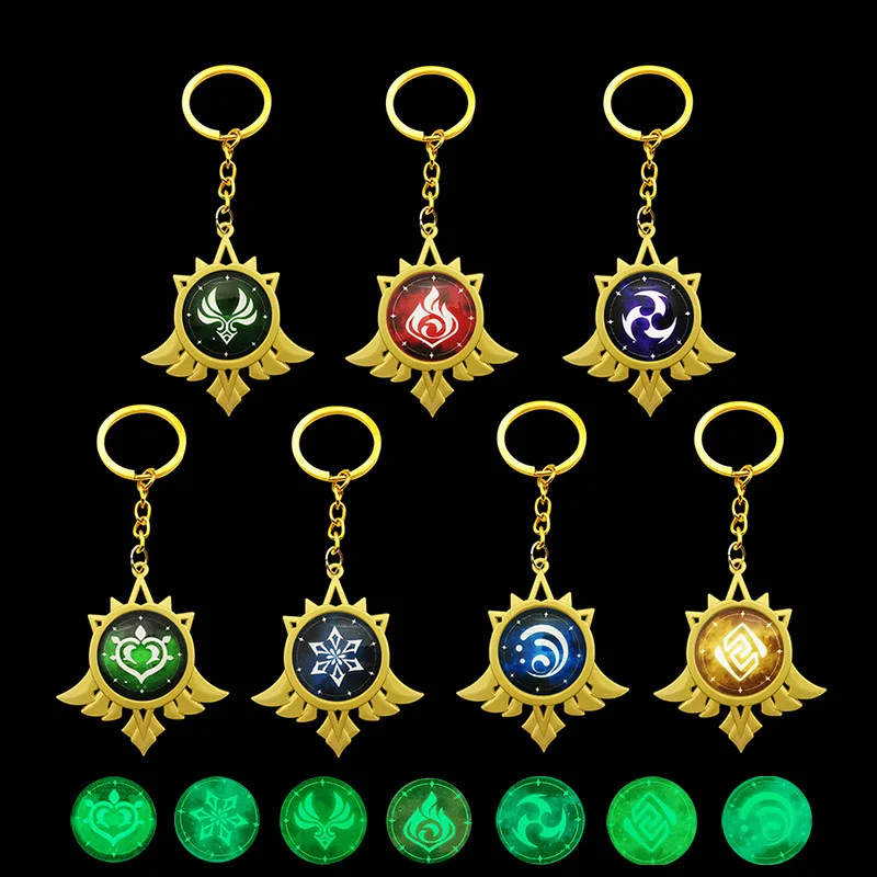 

Game Anime Genshin Impact Keychain Eye Of God Luminous Glow Key Chain Ring Jewelry Bag Pendant Charm Child Fans Gift Keyring Hot