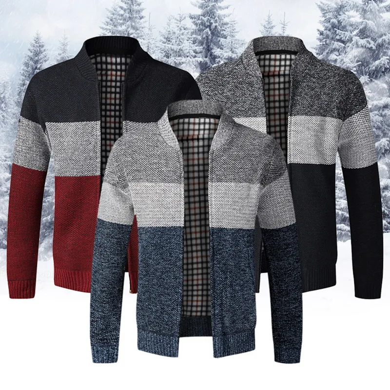 Осень 2020 мужской свитер с воротником стойкой на молнии куртка цветной кардиган в