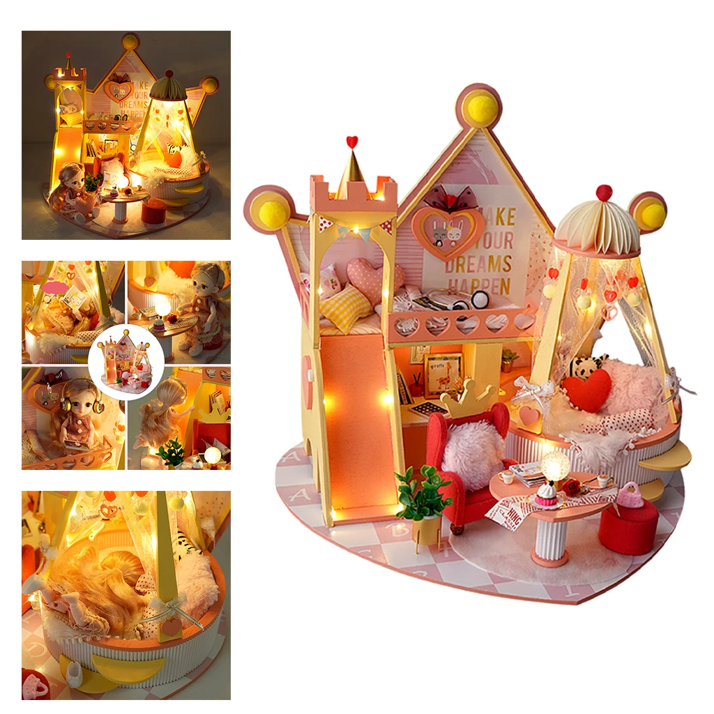 

Dollhouse Miniature with Furniture DIY Wooden Dollhouse Kit with Music