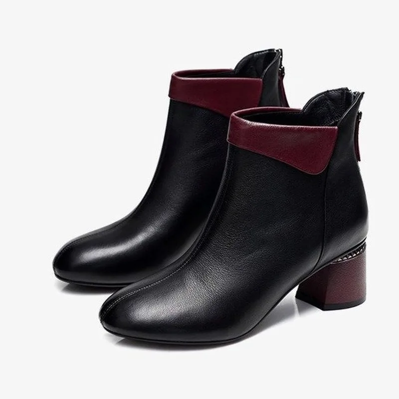 

Women 6 High Heel Pointed Toe Ankle Boots Fashion Rear Zipper Dress Boots Autumn Winter Black Leather Shoes botas mujer