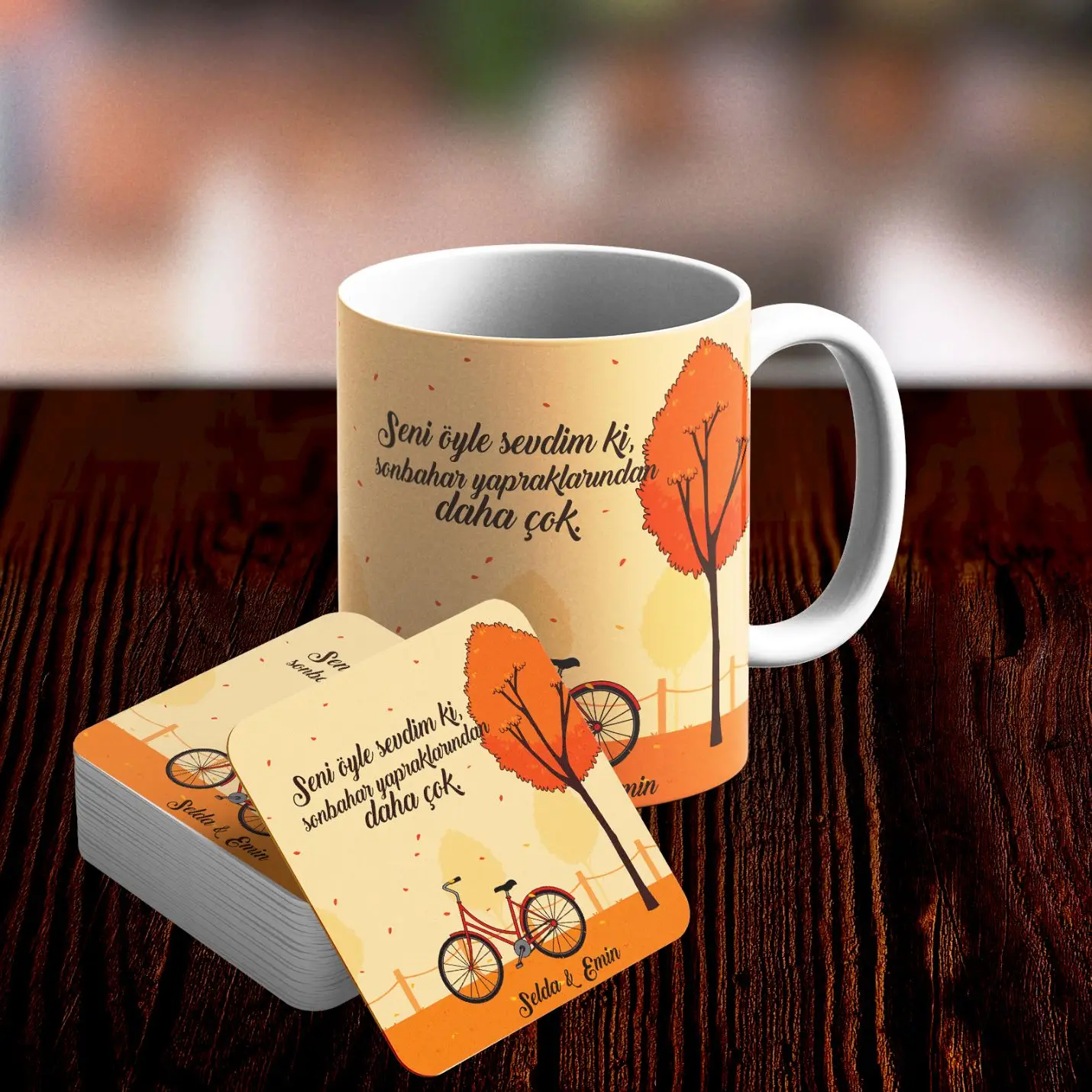 

Personalized Romantic Mug and Underlay Set-14