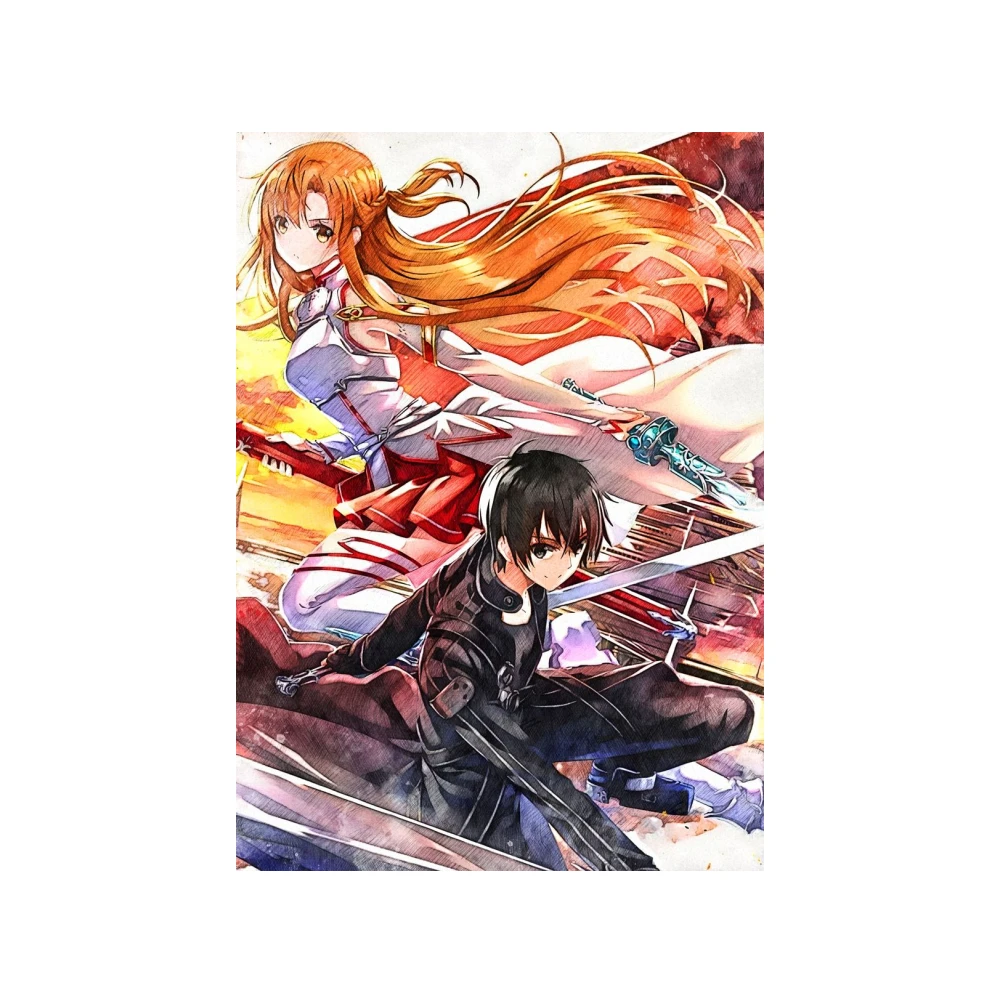 Декор для подростковой комнаты плакат с аниме-фигуркой искусство меча онлайн