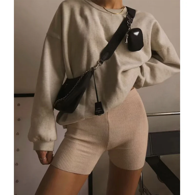 

Shorts Women Thin Fitness Casual High Waist Fashion Biker Shorts Summer Slim Knee-Length Bottoms Black Cycling Shorts Streetwear
