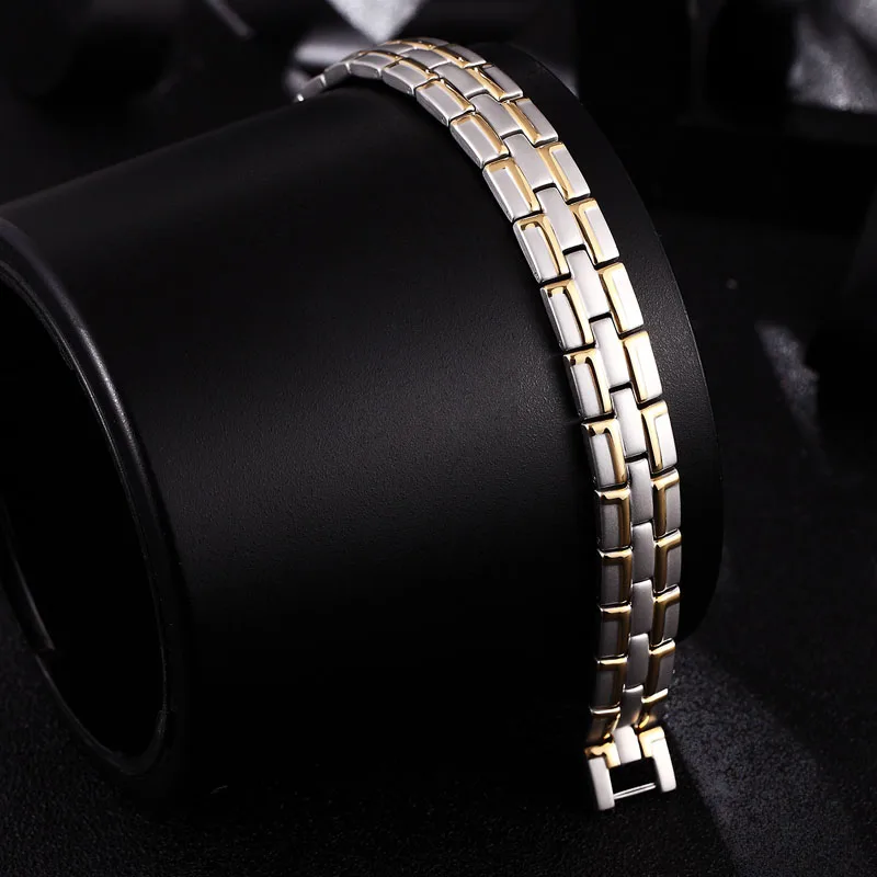 Черный магнитный браслет для мужчин из титановой нержавеющей стали