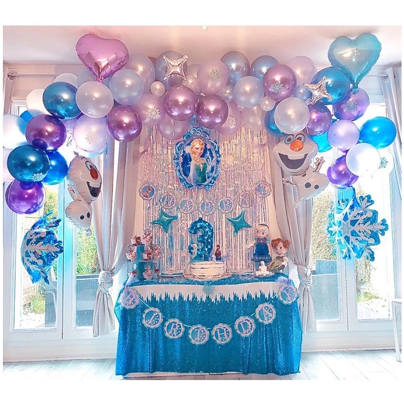 

Ice Princess Snowflake Foil Balloons Garland Birthday Decoration Girl Ice Snow Princess Birthday Party Decoration Supplies