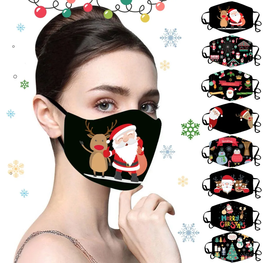 Женская и мужская Рождественская маска для лица с изображением оленя старика