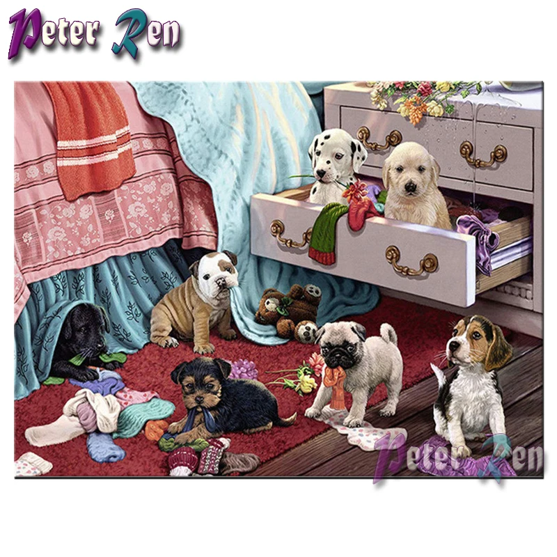 

5d animal Diamond Painting Naughty dog Embroidery DIY full Square/round Mosaic Picture Rhinestone Children's decoration gift