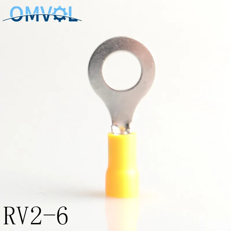 20 шт RV2-6 изолированный Кольцевой терминал Электрический обжимной разъем для проводов AWG 16-14