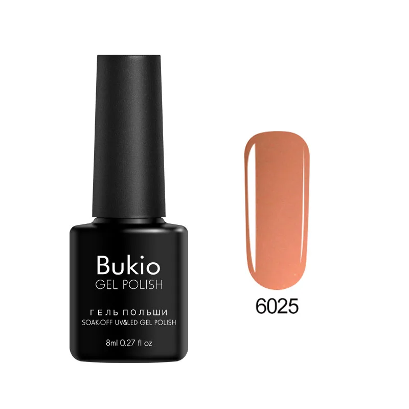 Bukio, новая Обновленная краска для ногтей, один шаг, 3 в 1, лак для ногтей, Полупостоянный УФ-Гибридный гель, эмалированный Гель-лак для ногтей, 8 мл - Цвет: 6025