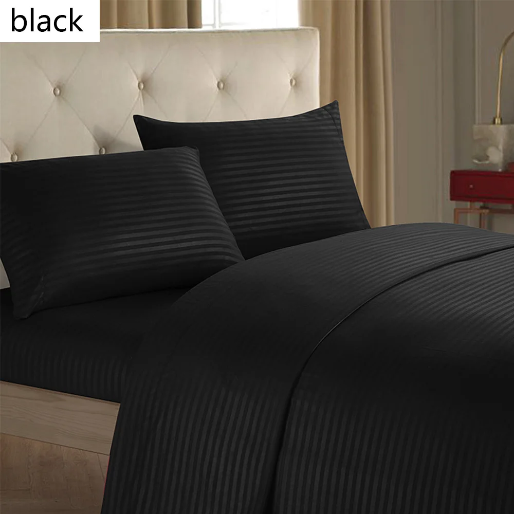 

King Queen Size Home Textile Brief Nordic Bedding Set Men Women Bed Linen Black White Microfiber Striped Bed Sheet Pillow Set
