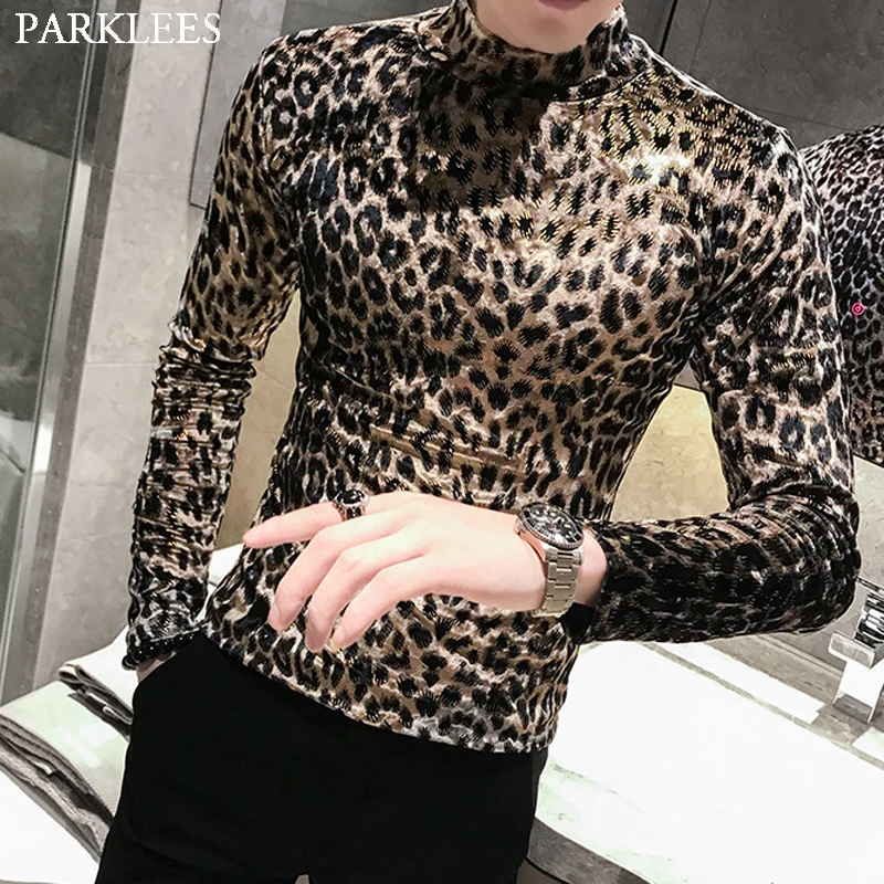 Сексуальные леопардовые бархатные велюровые мужские футболки 2019 модные новые