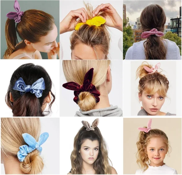 10 цветов бархатные кроличьи уши резинка для волос бант девочек/женский хвостик