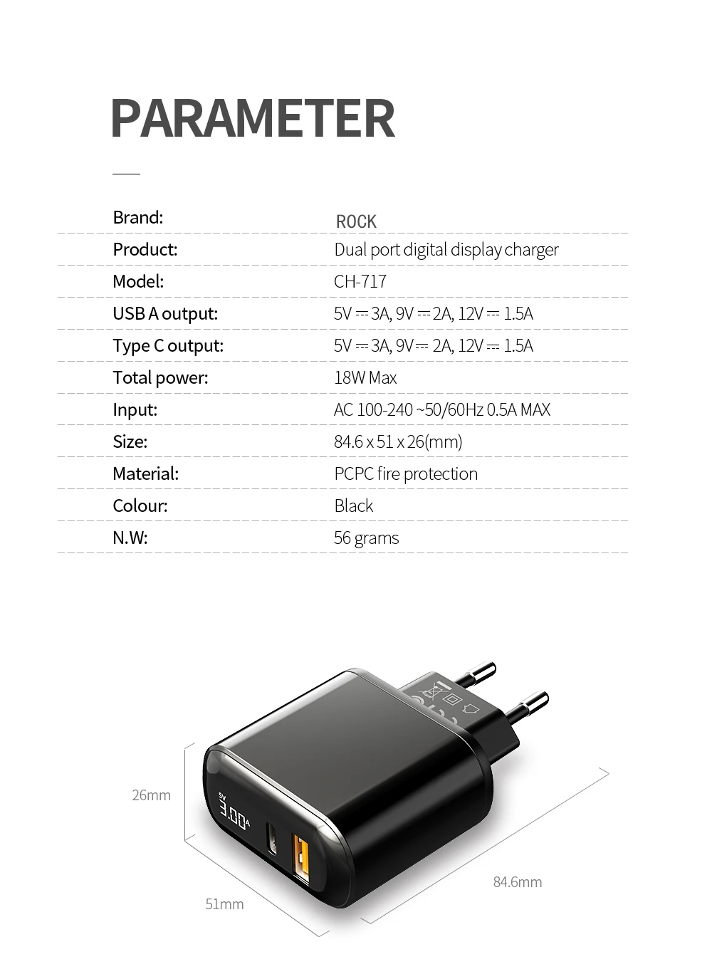 ROCK цифровой дисплей Quick Charge 4,0 3,0 USB зарядное устройство QC3.0 зарядное устройство для iPhone 11 Pro samsung Xiaomi type C PD настенное быстрое зарядное устройство