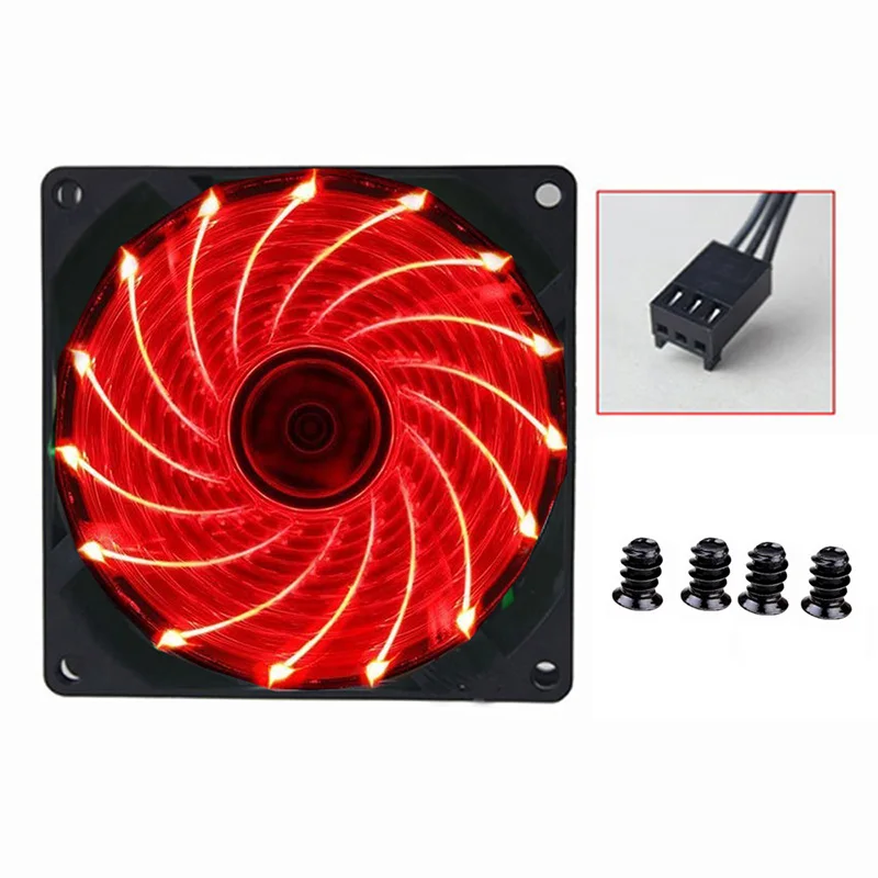 5Pcs Younuon LED Light 92mm 12V 4Pin/3Pin 9225S 92x92x25mm PC Case Cooler Cooling Fan 90mm Computer GPU Cooling Fan - Цвет лезвия: 5PCS 9225Red-3PIN