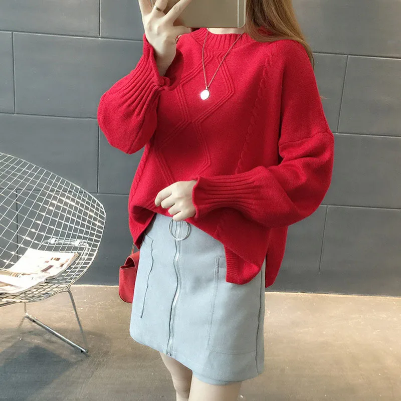 

Women Winter Sweater 2019 New Ruffle Long Sleeve O Neck Ribbed Sweaters Tops Pull Femme Pullover Jumpers Wool Knitwear