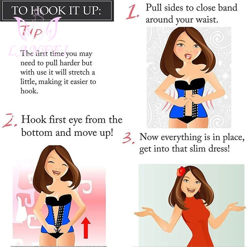 

LANFEI Women Latex Waist Trainer Body Shaper Slimming Tummy Control Weight Loss Belts Faja Trimmer Cincher Strap Corset Bustier