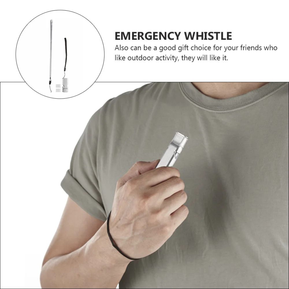 

Aluminium Alloy Survival Whistle with Lanyards Outdoor Double Tube Whistle