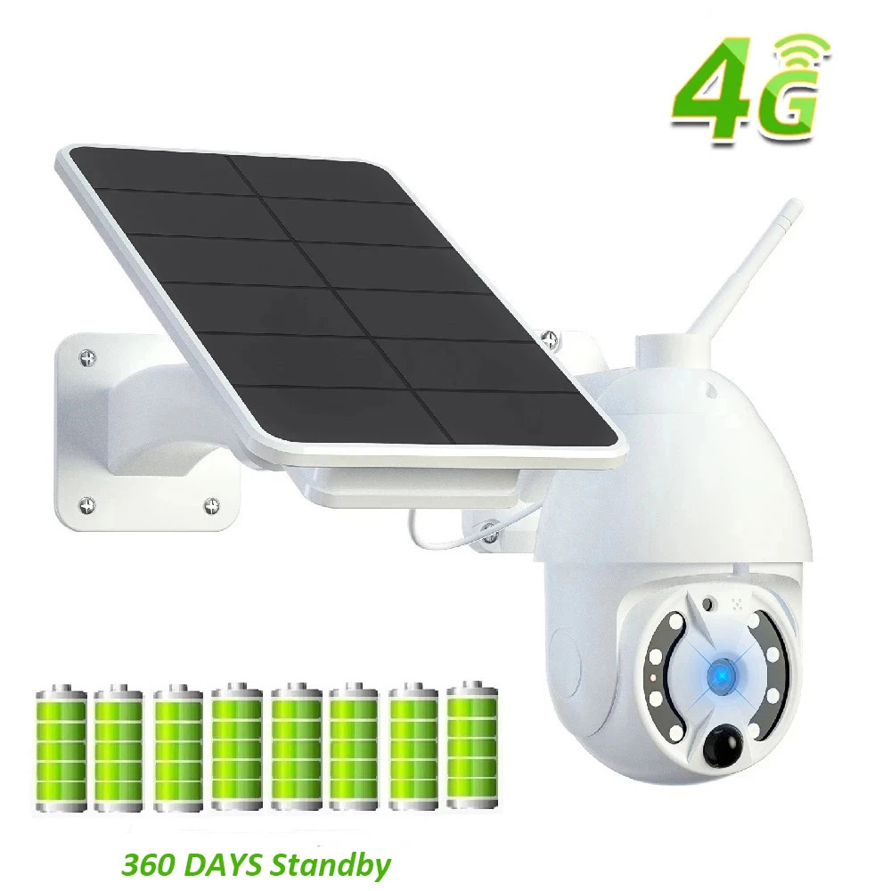 HONTUSEC 4G Sim Card Solar PTZ IP Camera 3MP Motion Detection PIR Solar Wifi Camera Outdoor Low Power Battery Camera
