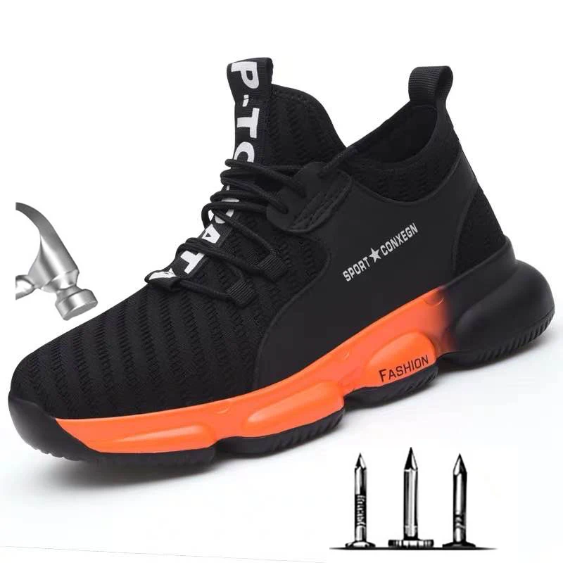 

Vip Link Drop Shipping Men's Fashion Steel Toe Protective Anti Smashing Work Shoes Men Puncture Proof Safety Shoes Sneakers Men