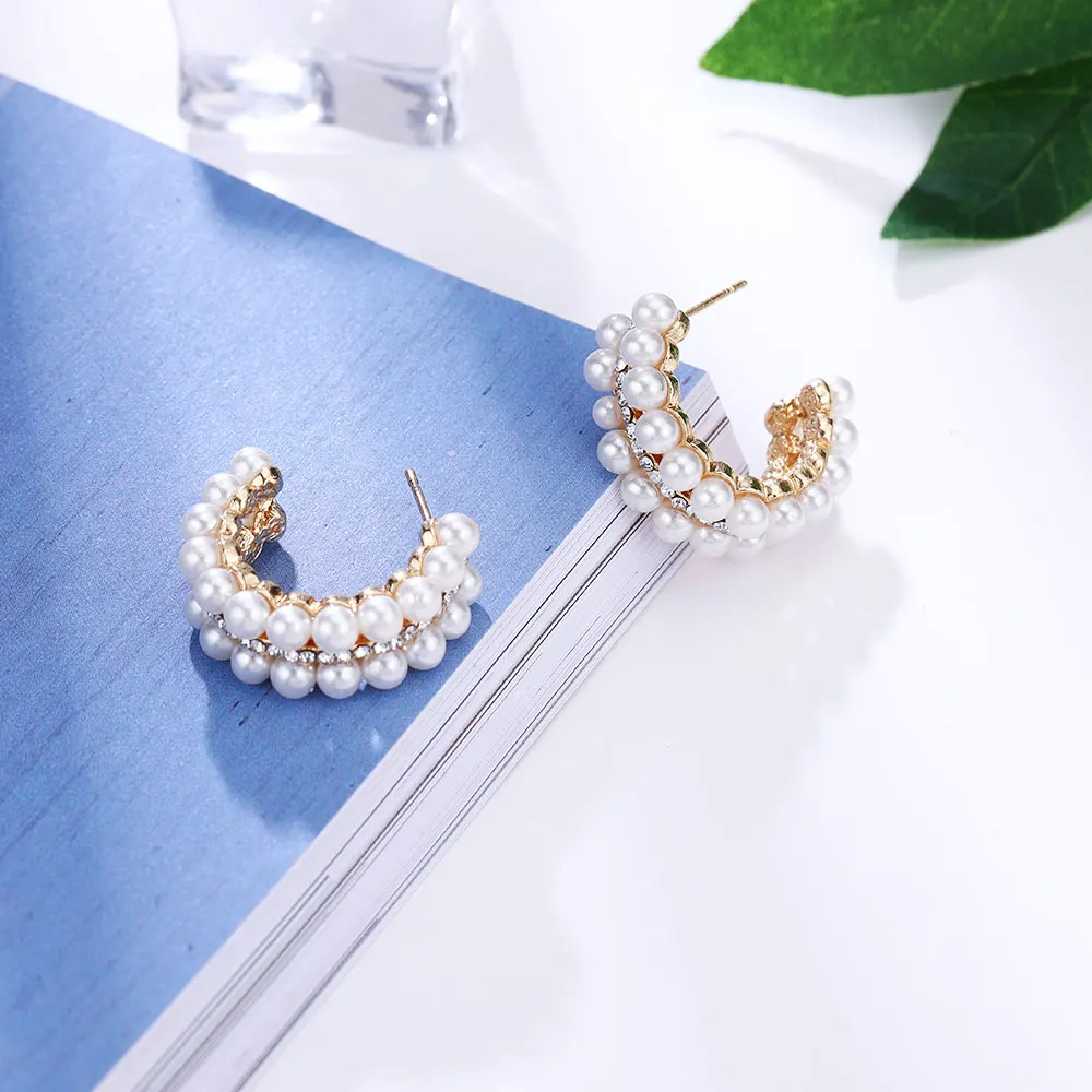 Женские серьги-гвоздики с жемчугом HanCheng Висячие круглые серьги бижутерия |