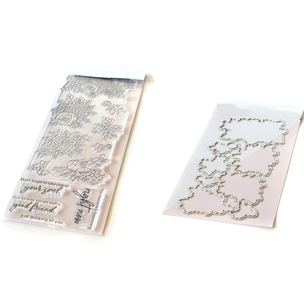 

New Hydrangea And Roses Metal Cutting Dies And Stamps DIY Scrapbooking Card Stencil Paper Cards Handmade Album Stamps Die Sheets