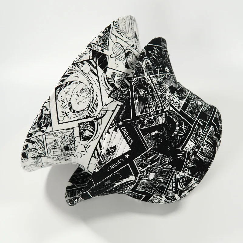 en Ucuz Yaz Balıkçı şapka Geri Dönüşümlü Baskılı Kadınlar Için Kova şapka Erkekler Anime Cosplay Kova Kapağı Karikatür Gölgeleme Balıkçı şapkası