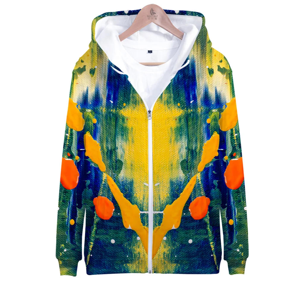 

Harajuku Oil Painting 3D print Zipper Hooded Sweatshirt Zip-Up Hoodies Cute Harajuku Women/Men Clothes6-12