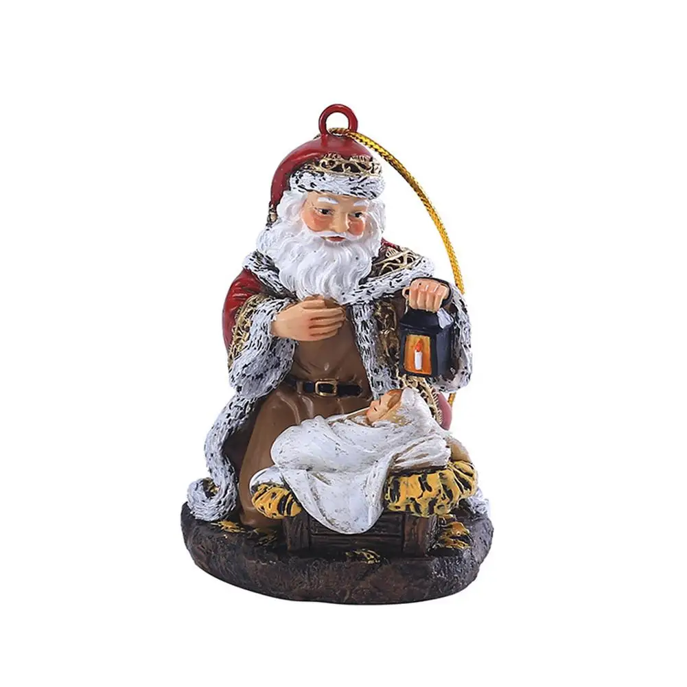 

Christmas Santa Claus Jesus Decor Adoring Santa Claus Infant Jesus Ornaments Durable Resin Santa Jesus Statue 2 Styles For Ch