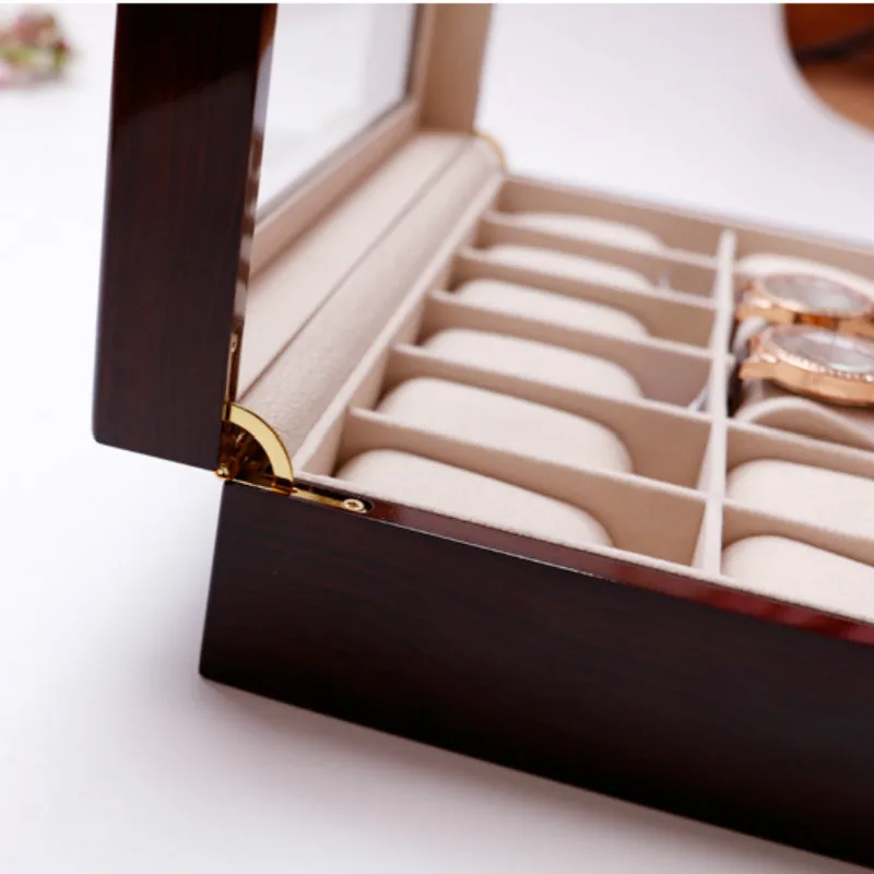 

Solid Wood Spray Paint 12 High-end Watch Box Jewelry Gift Storage Packaging Box Watch Organizer Display Case