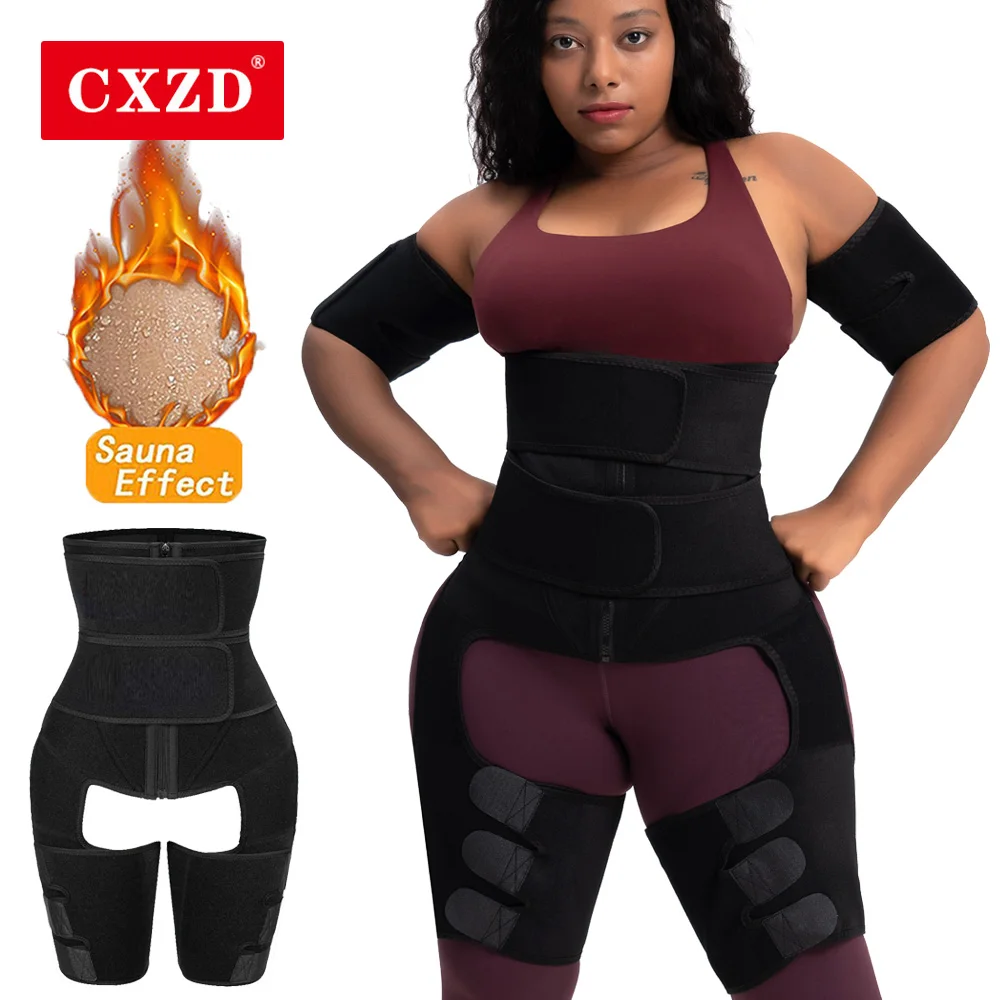 

CXZD Sweat Sauna Shaper 3 in 1 Neoprene Waist Trainer and Thigh Trimmer Women Shapewear Compression Belt Leg Support Butt Lifter