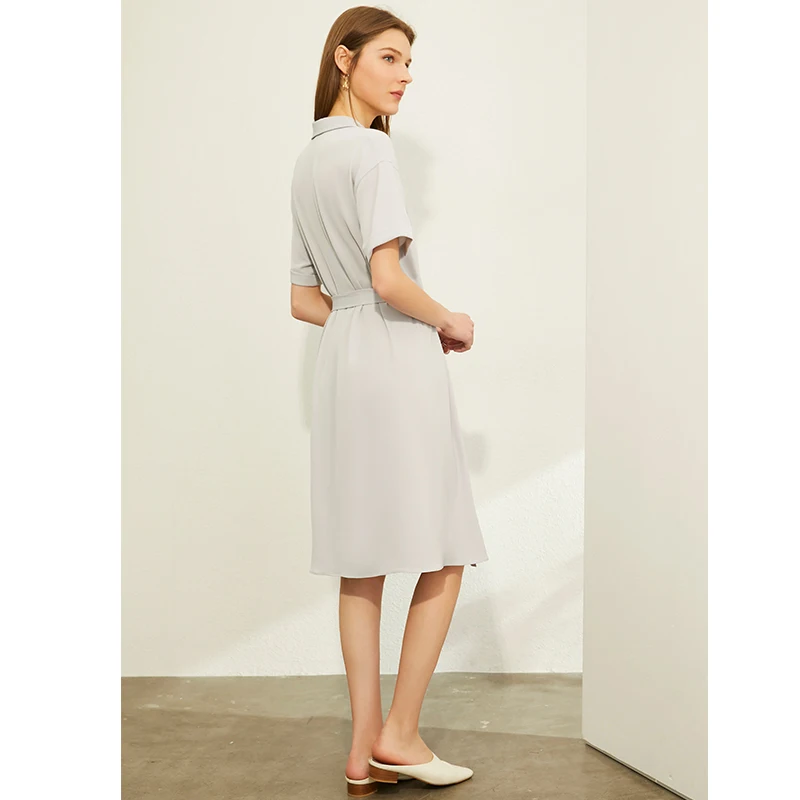 Весна-лето 2020 Женское Платье До Колена с отворотом и высокой талией повседневное