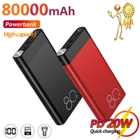 80000mah portable power bank with led light hd digital display charger travel fast charging powerbank for xiaomi samsung iphone