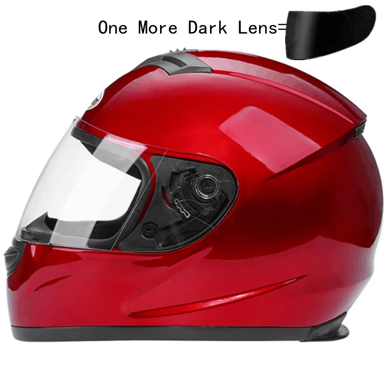 Red Full Face Motorcycle Helmet One More Lens Racing Motocross Helmet Motorbike Helmet For Man Women