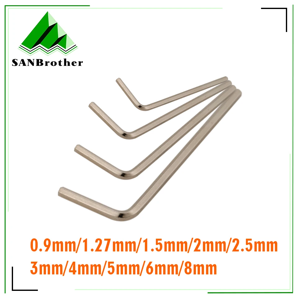 5-10pcs L shaped hex hexagon key allen wrench 0.9mm 1.5mm 2mm 2.5mm 3mm 4mm 5mm 6mm 8mm carbon steel allen key