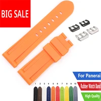 carlywet 24mm pure color waterproof silicone rubber replacement watch band strap for panerai luminor