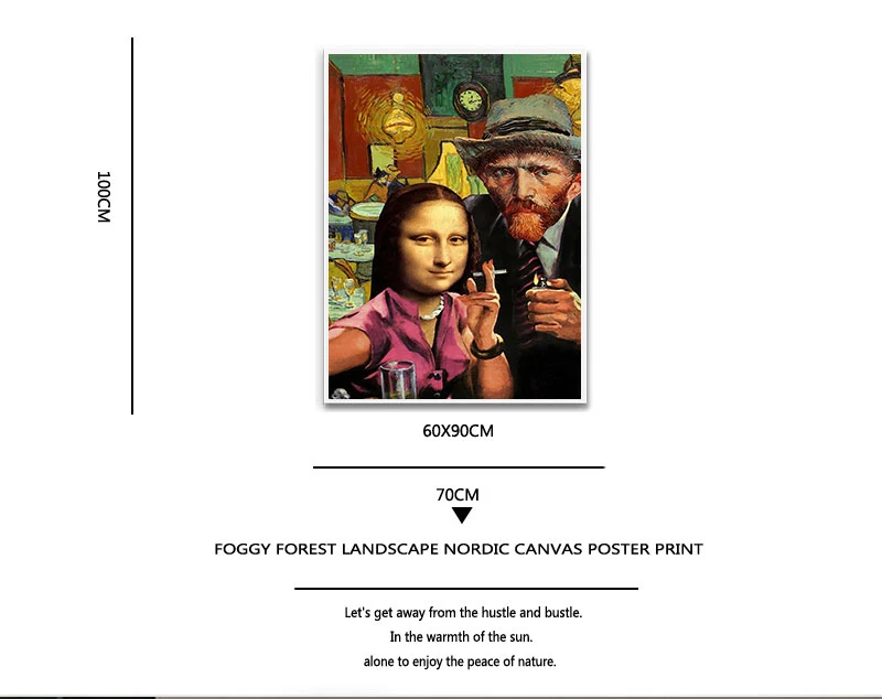 Забавное искусство Мона Лиза и Ван Гога курительные картины на холсте фотообои