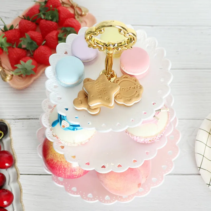 

New Support For 3-level Plastic Cake Afternoon Tea Dishes For New Three-layer Cake Rack Shop 100% practical household items