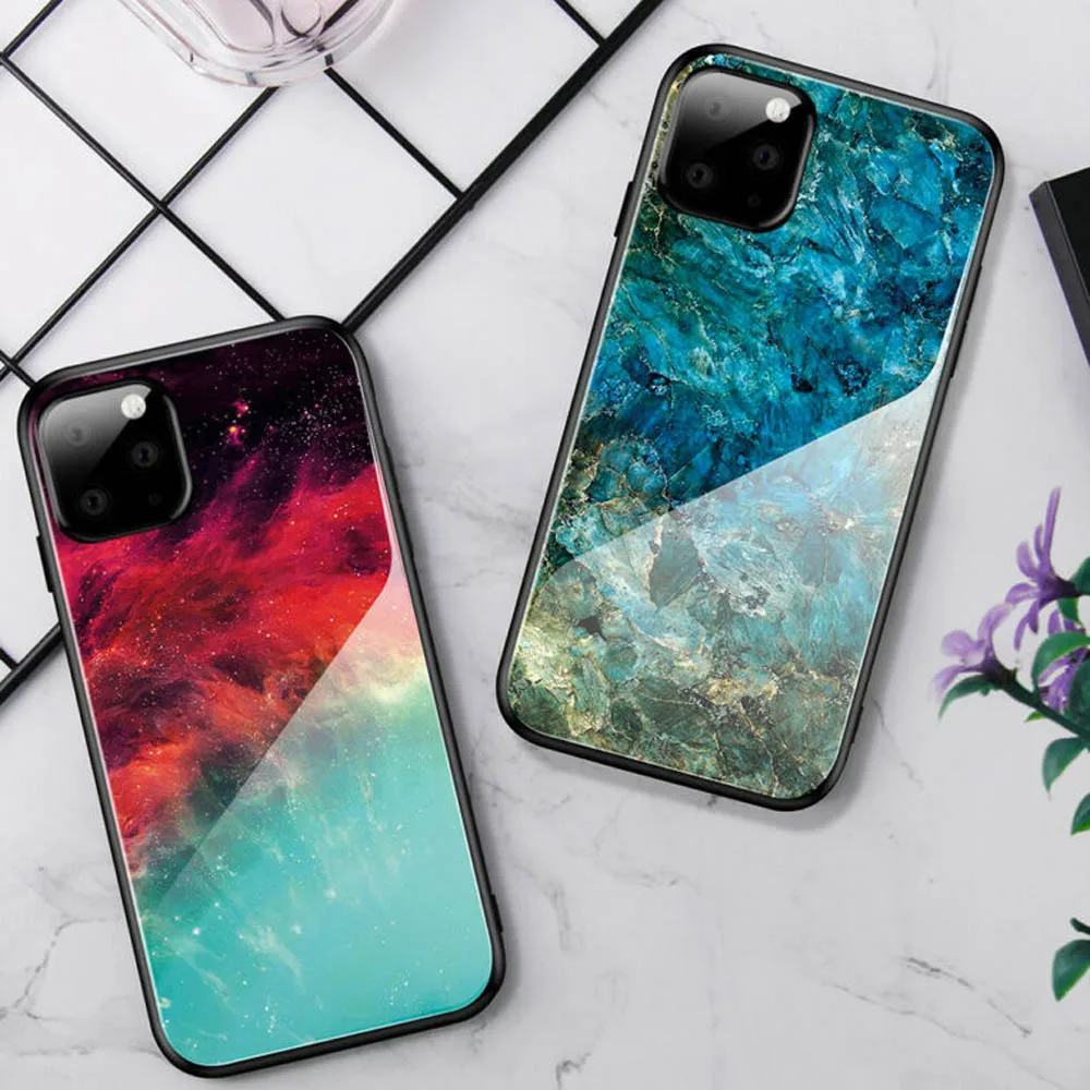 Роскошный градиентный чехол из закаленного стекла для iPhone 11 Pro Max Красочный